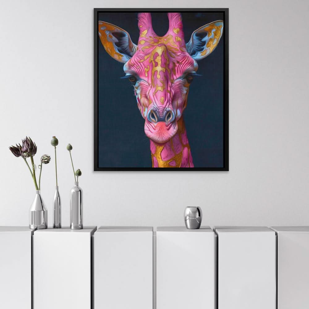 Rare Giraffe - Animals Wall Art in Black Frame