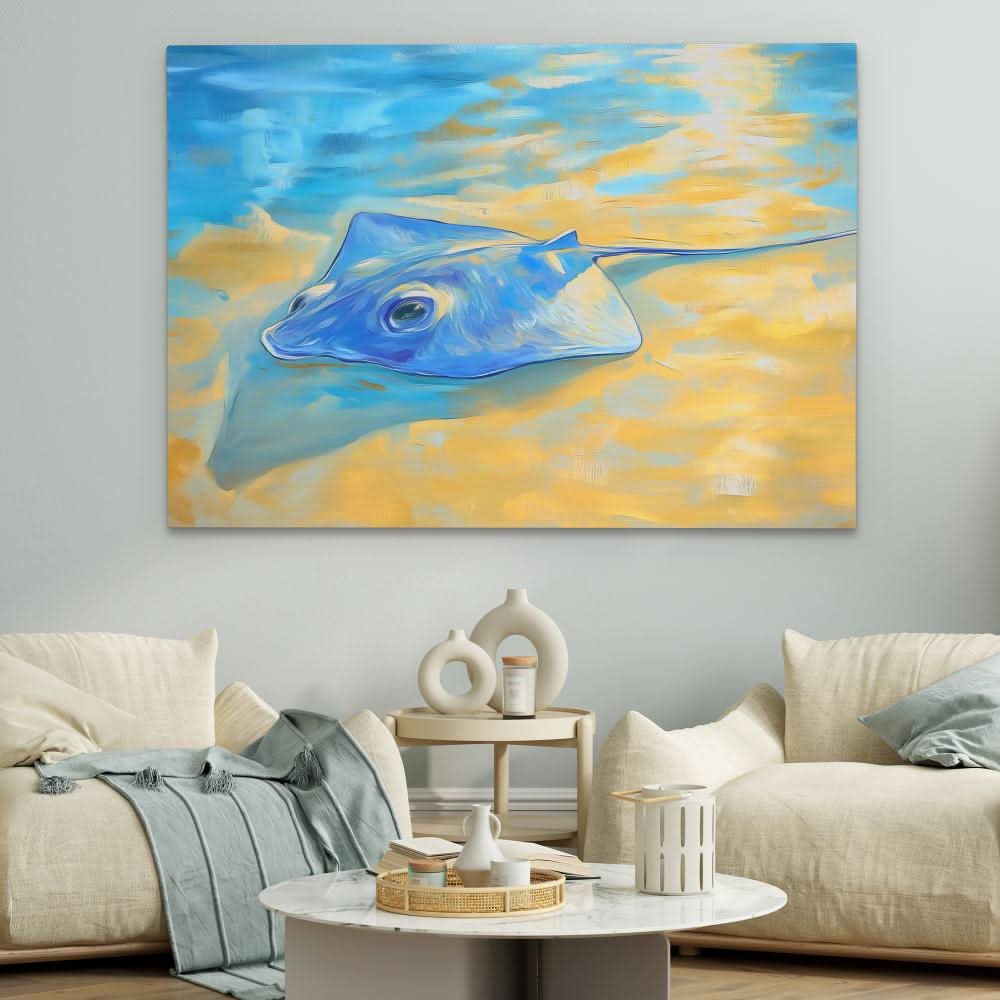 Ray of the Shallows - Blue Wall Art for Bedroom