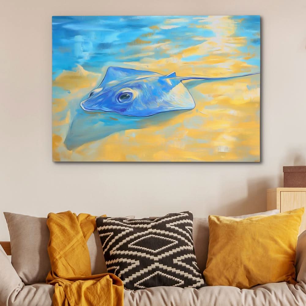Ray of the Shallows - Coastal Wall Art in Black Frame