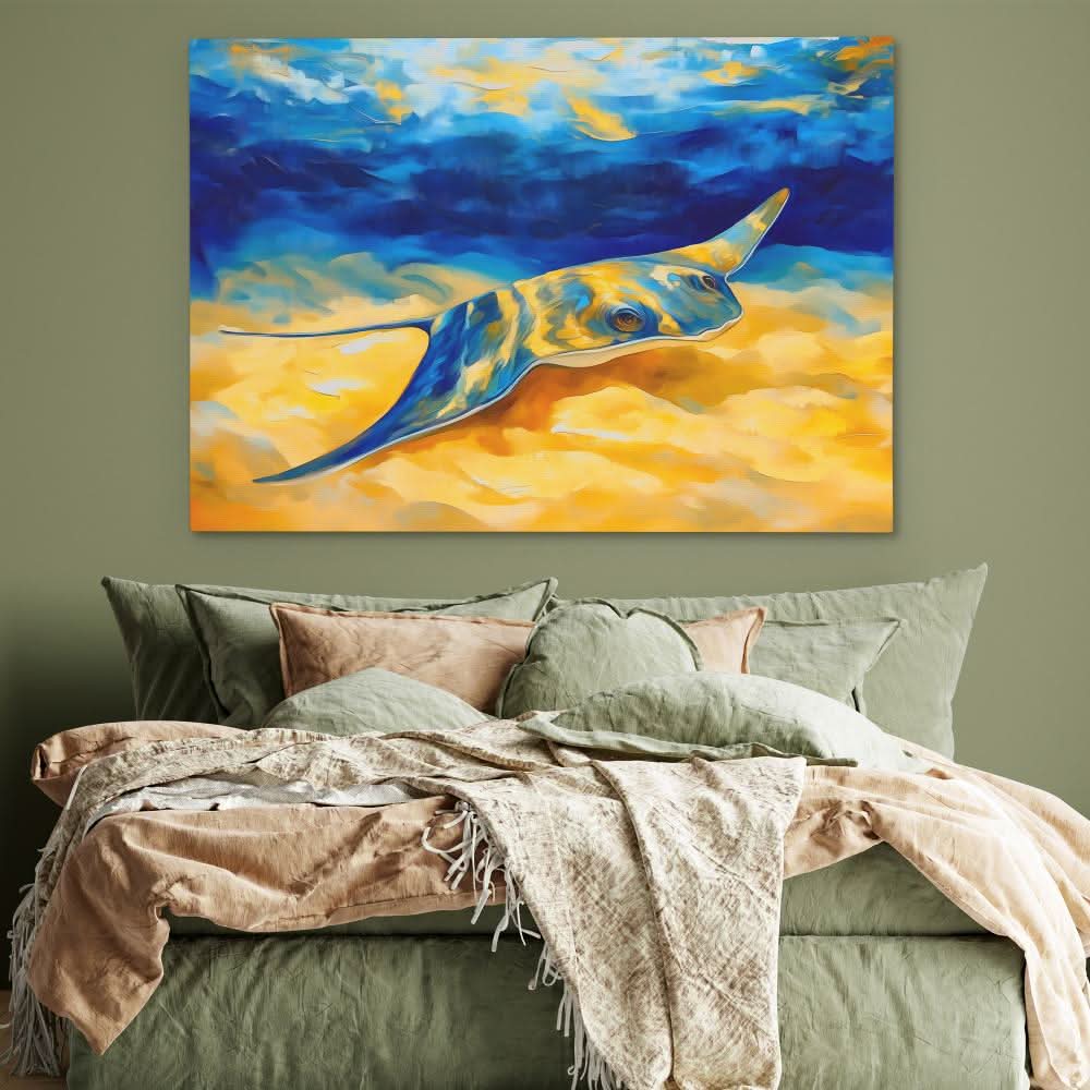 Rays of the Deep - Blue Canvas Wall Art