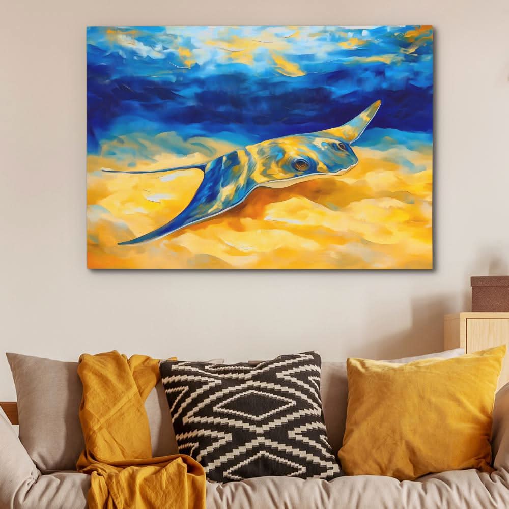 Rays of the Deep - Coastal Wall Art in Black Frame