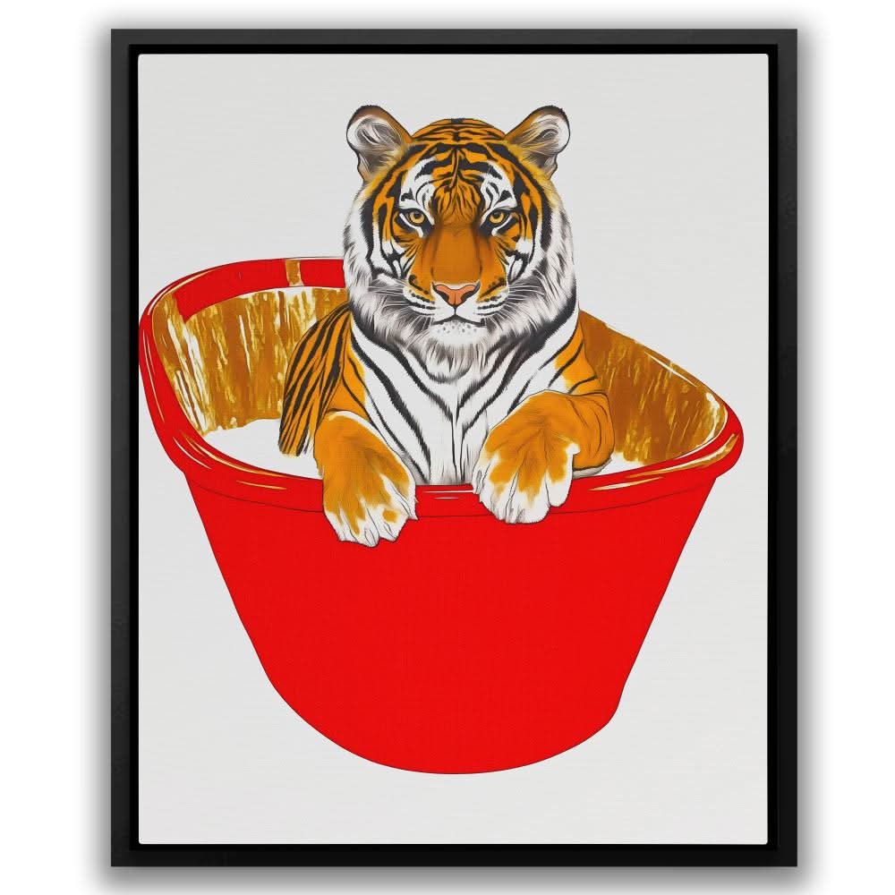 Red Bath Tiger - Bold Canvas Wall Art