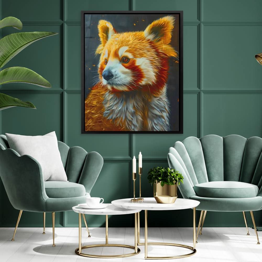 Red Panda Bear - Wall Art in Black Frame