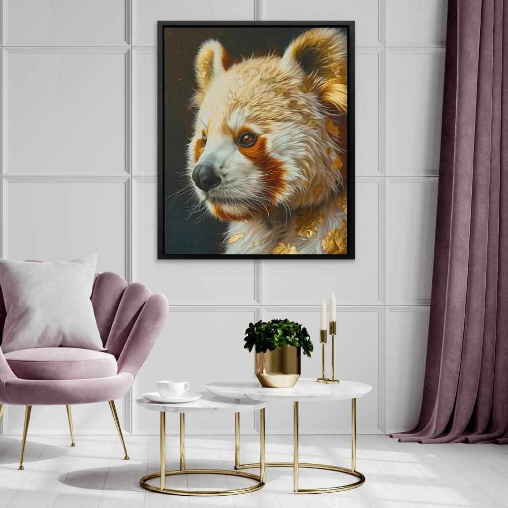 Red Panda Bliss - Bear Wall Art in Black Frame