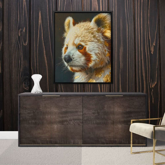 Red Panda Bliss - Modern Wall Art in Black Frame