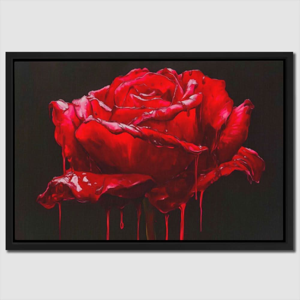 Red Rose Dripping - Dark Academia Art for Bedroom