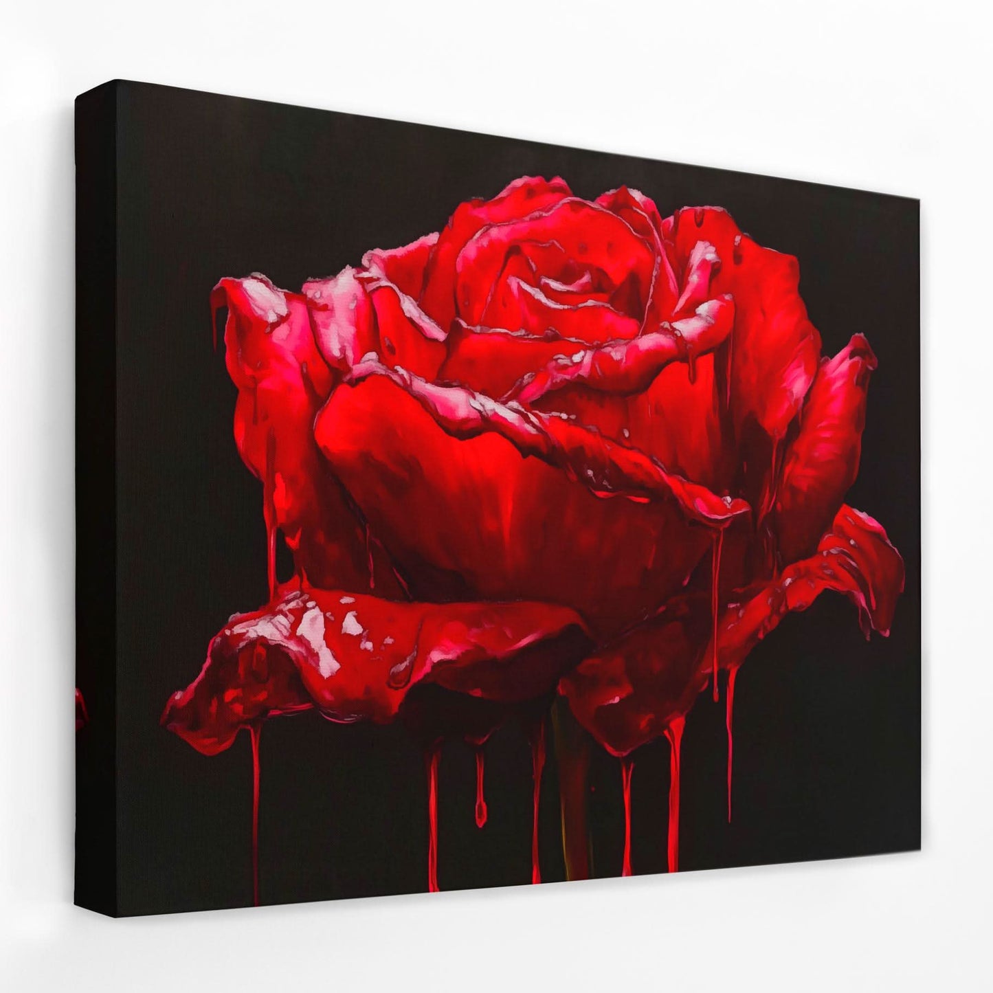 Red Rose Dripping - Dark Academia Canvas Wall Art