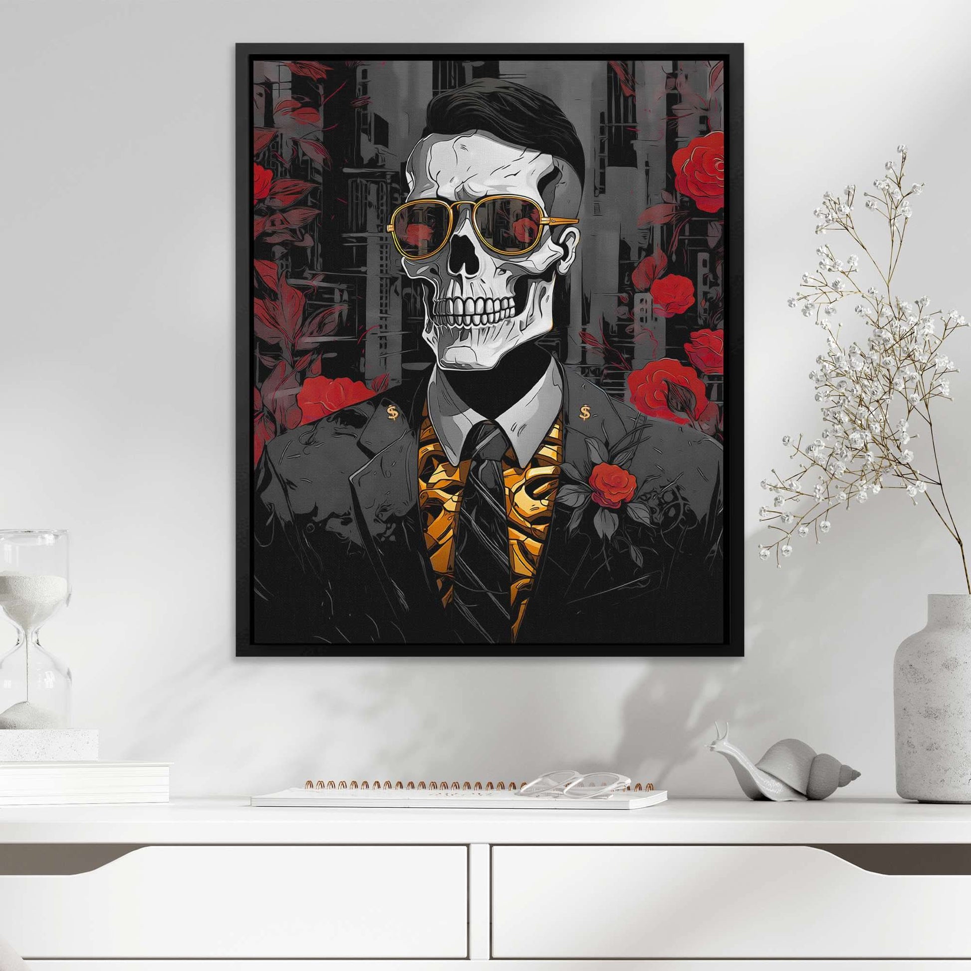 Red Rose Skull - Luxury Wall Art