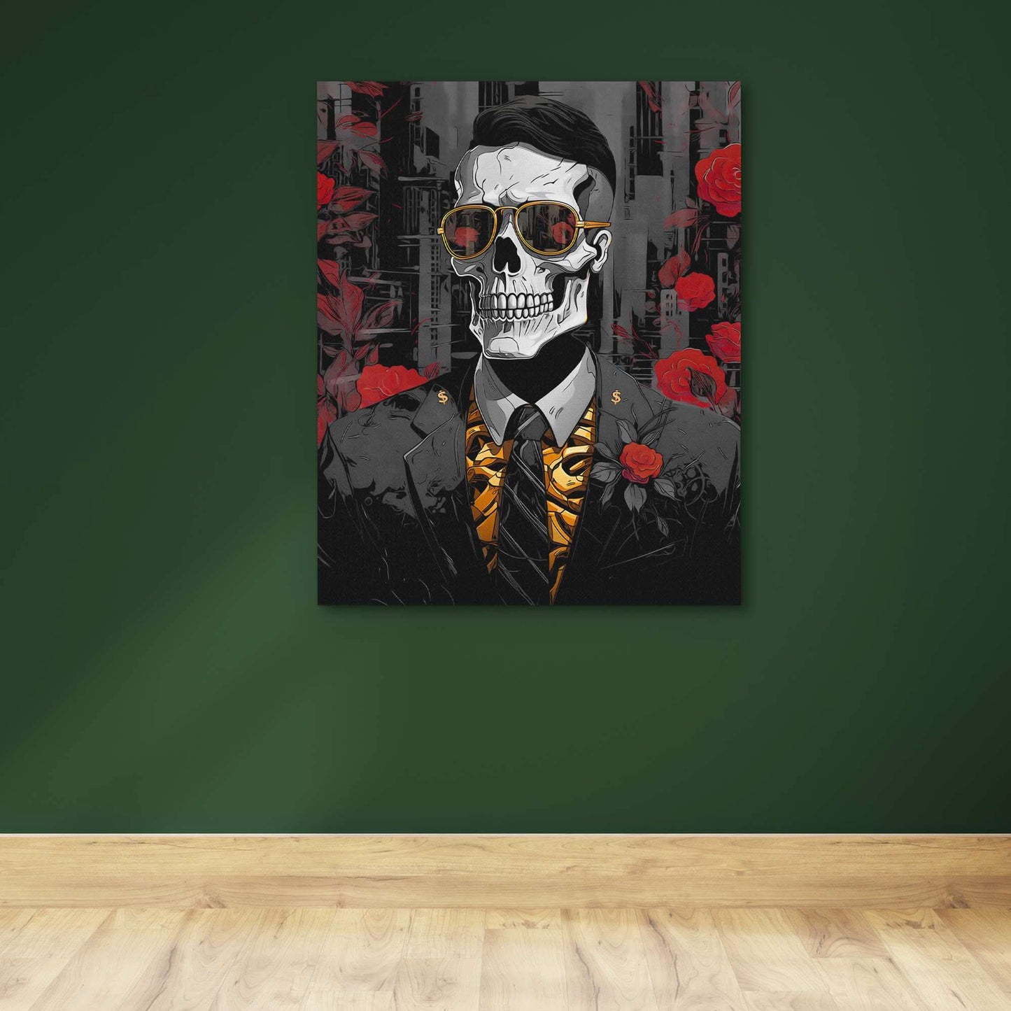 Red Rose Skull - Luxury Wall Art