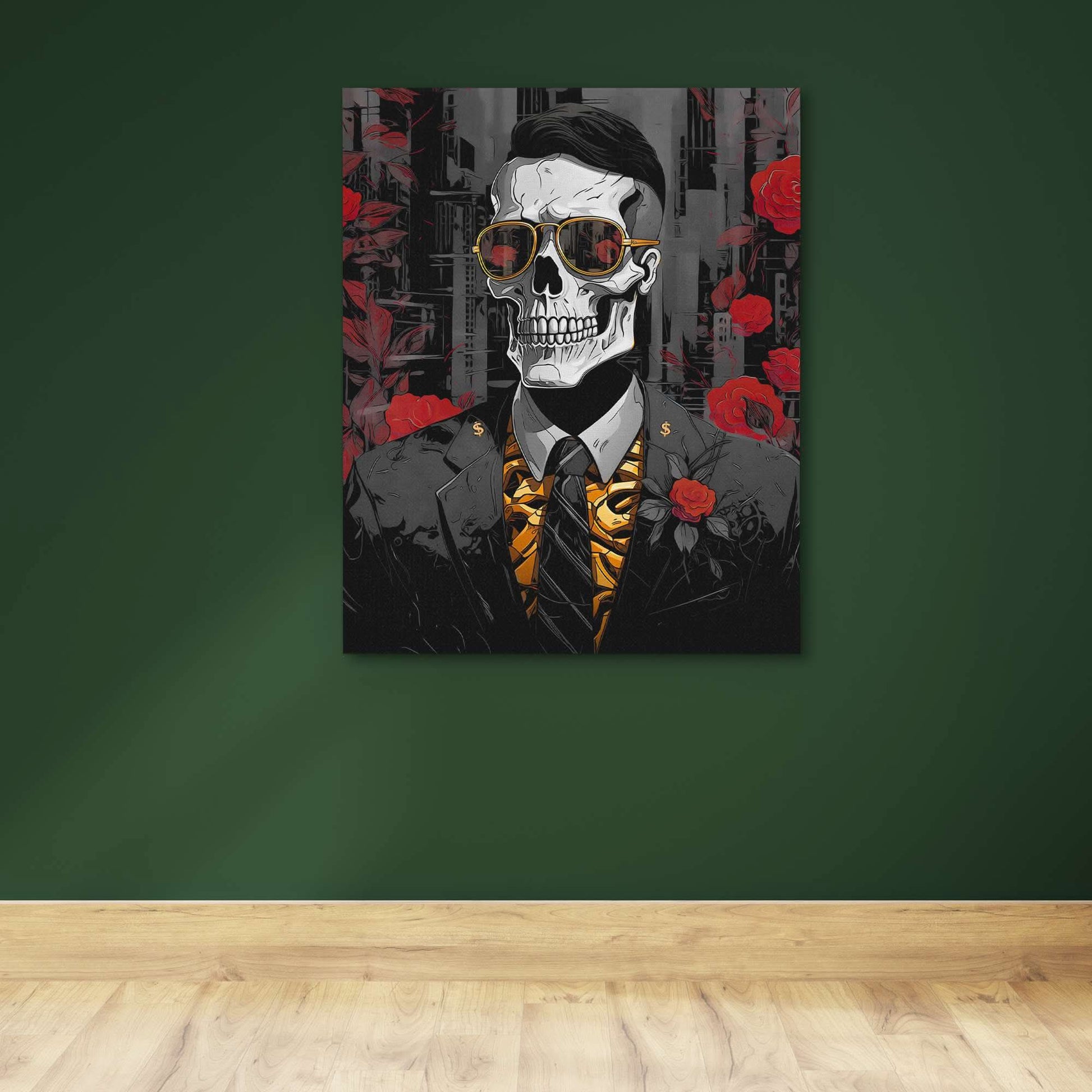 Red Rose Skull - Luxury Wall Art