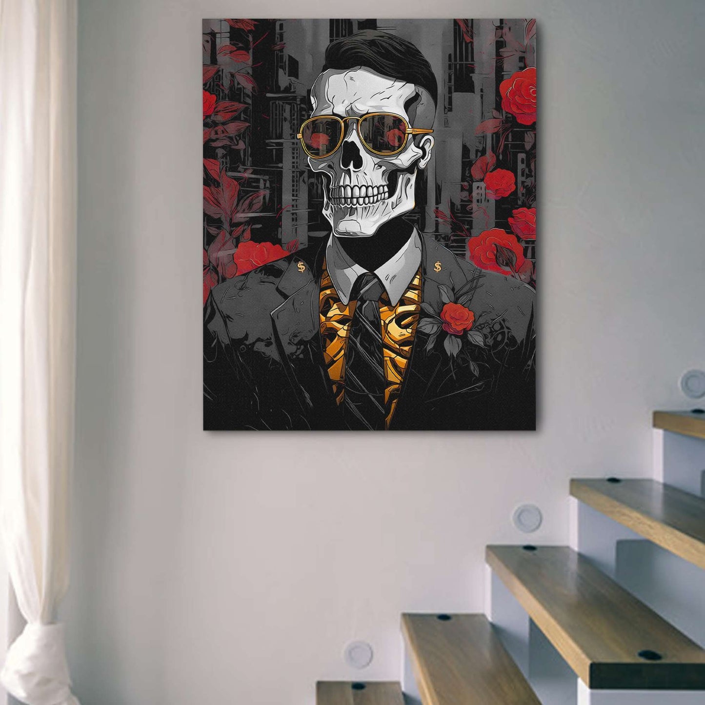 Red Rose Skull - Luxury Wall Art
