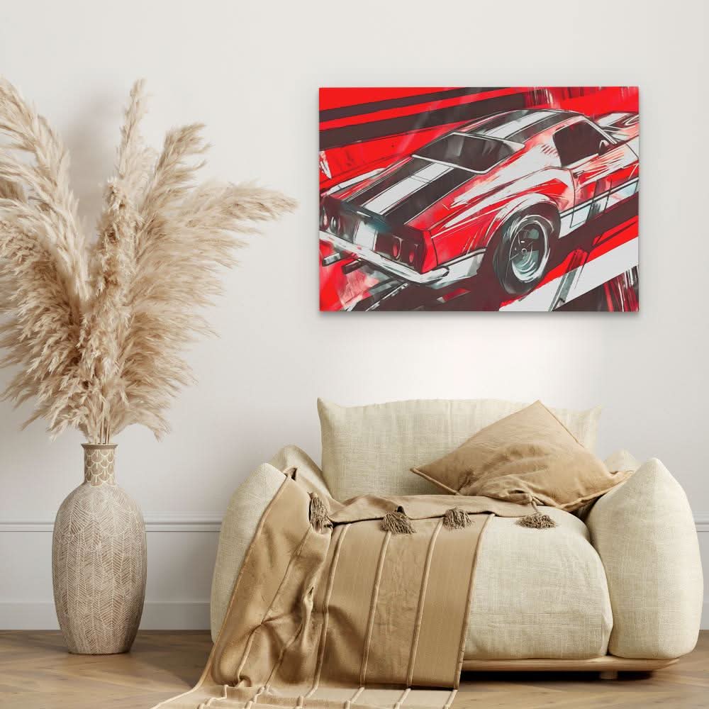 Red Rover - Modern Wall Art in Black Frame