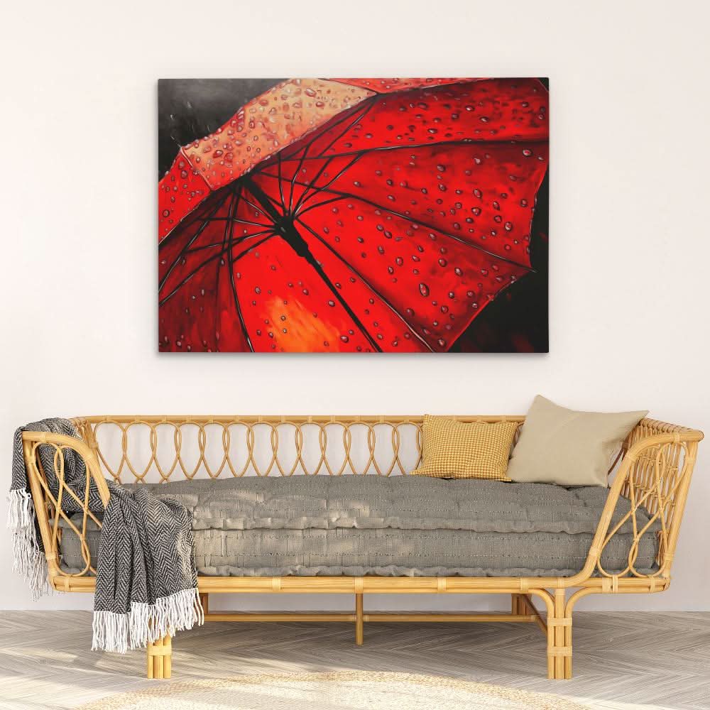 Red Umbrella - Abstract Red Canvas Wall Art