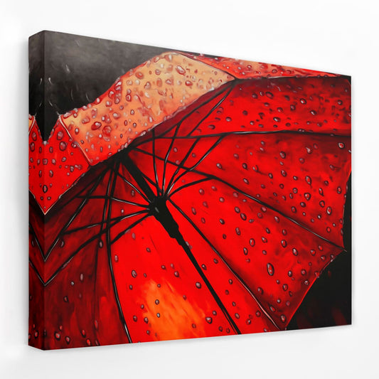Red Umbrella - Red and Black Canvas Wall Art