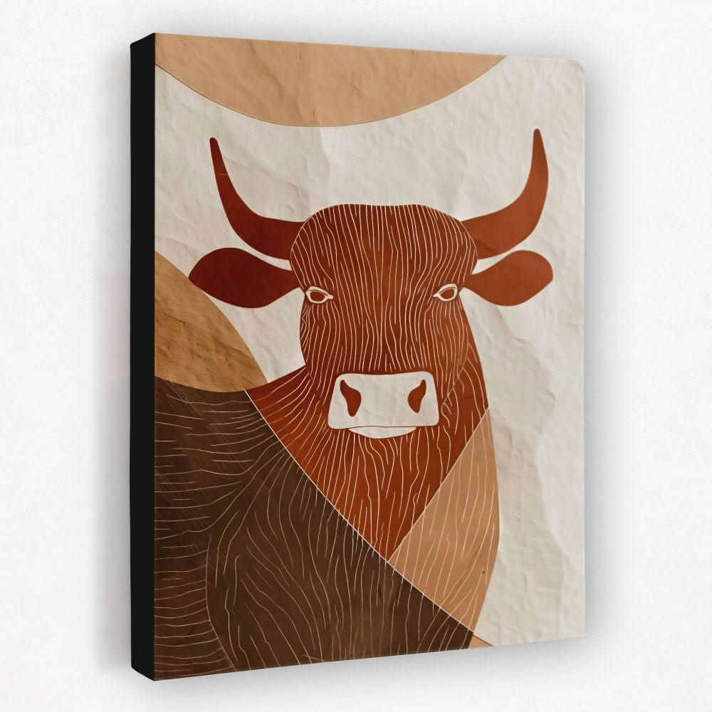 Refined Bull - Brown Wall Art for Home Office