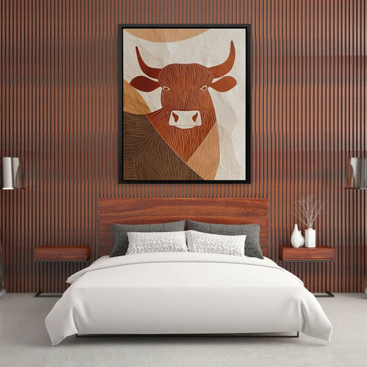 Refined Bull - Contemporary Wall Art in Black Frame