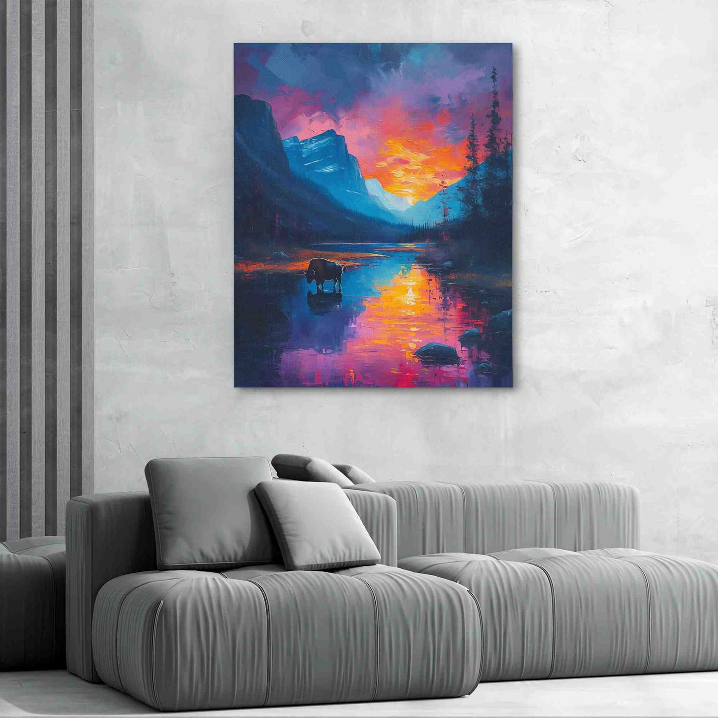 Refined Reflection - Blue Canvas Wall Art