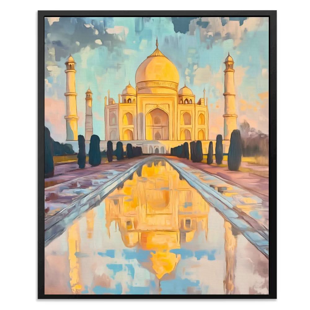 Reflection of the Taj Mahal - Beige Canvas Print
