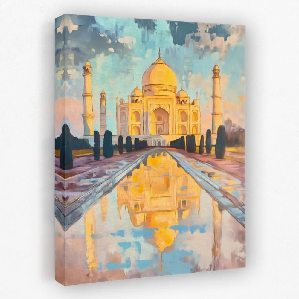 Reflection of the Taj Mahal - Architecture Canvas Wall Art