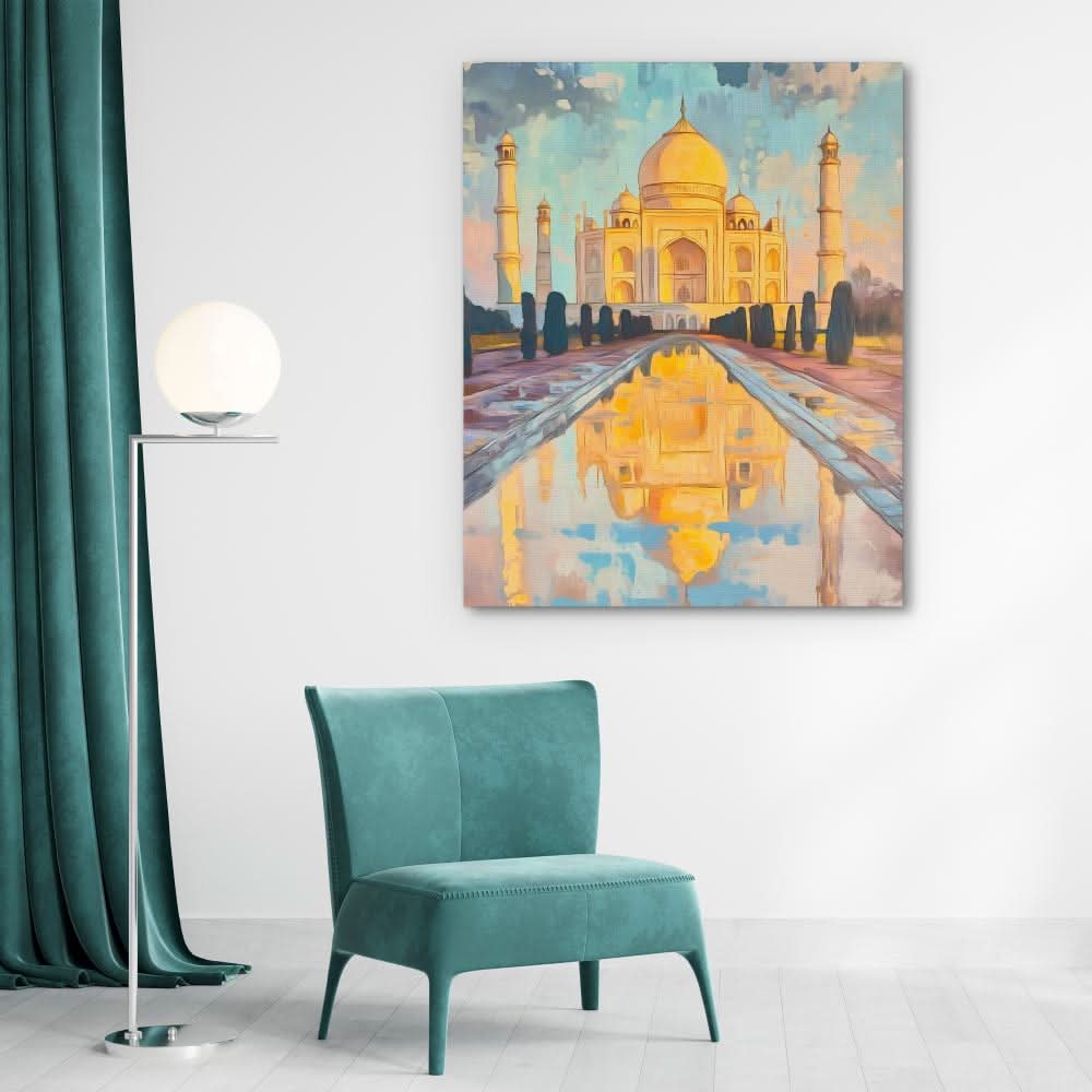 Reflection of the Taj Mahal - Architecture Art for Dining Room