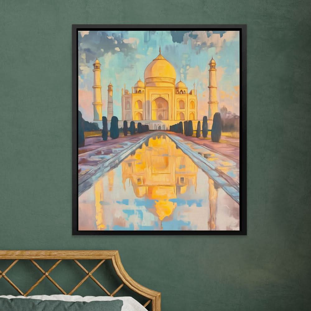 Reflection of the Taj Mahal - Wall Art in Black Frame