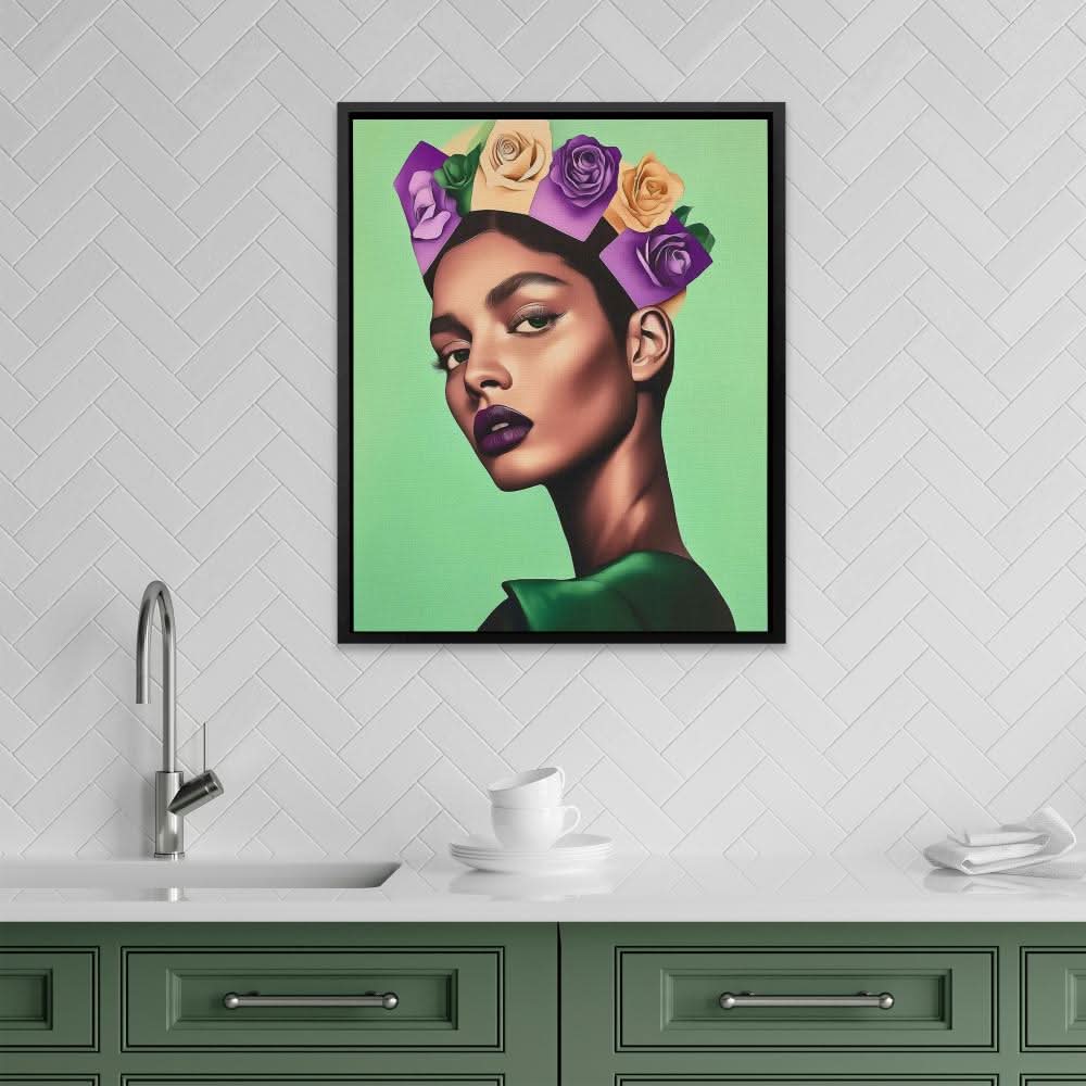 Regal Bloom - Figurative Wall Art in Black Frame