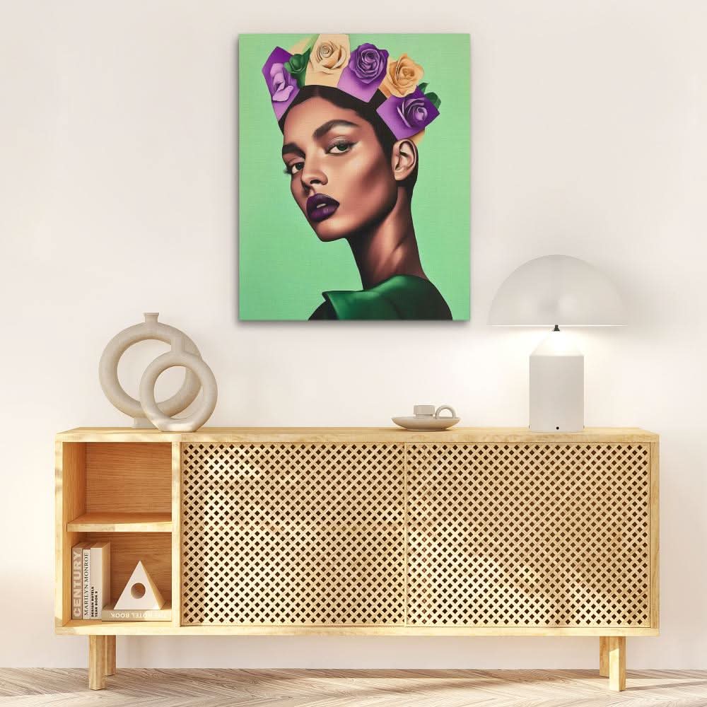Regal Bloom - Female Wall Art in Black Frame