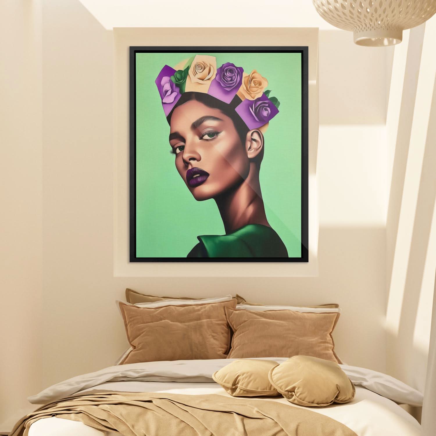 Regal Bloom - Green Female Canvas Print