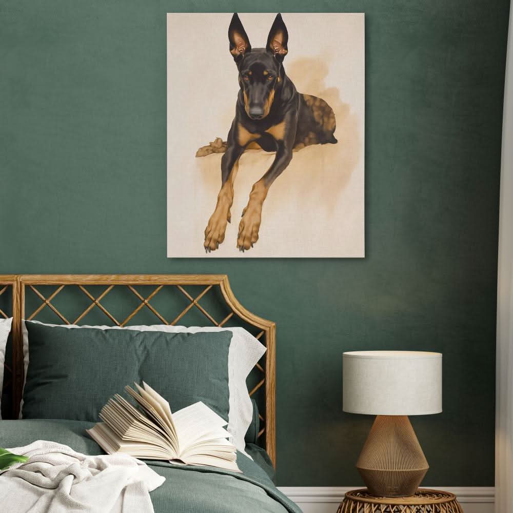 Regal Doberman Portrait - Dog Wall Art in Black Frame
