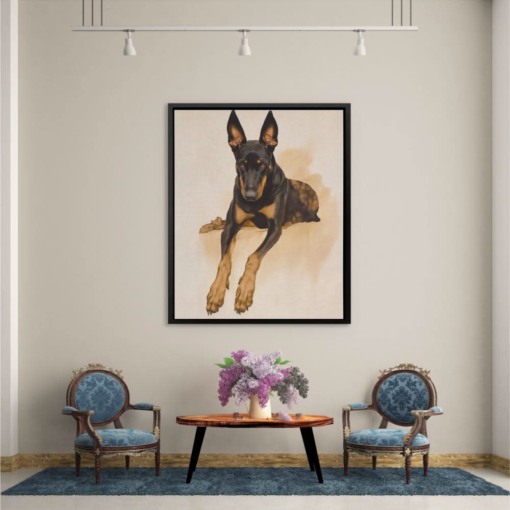 Regal Doberman Portrait - Wall Art in Black Frame