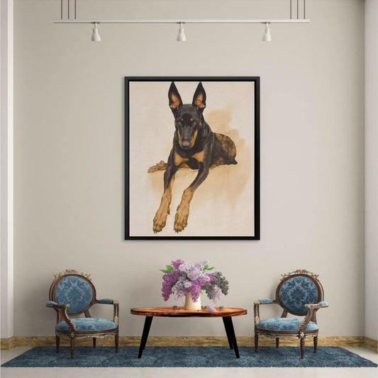 Regal Doberman Portrait - Wall Art in Black Frame