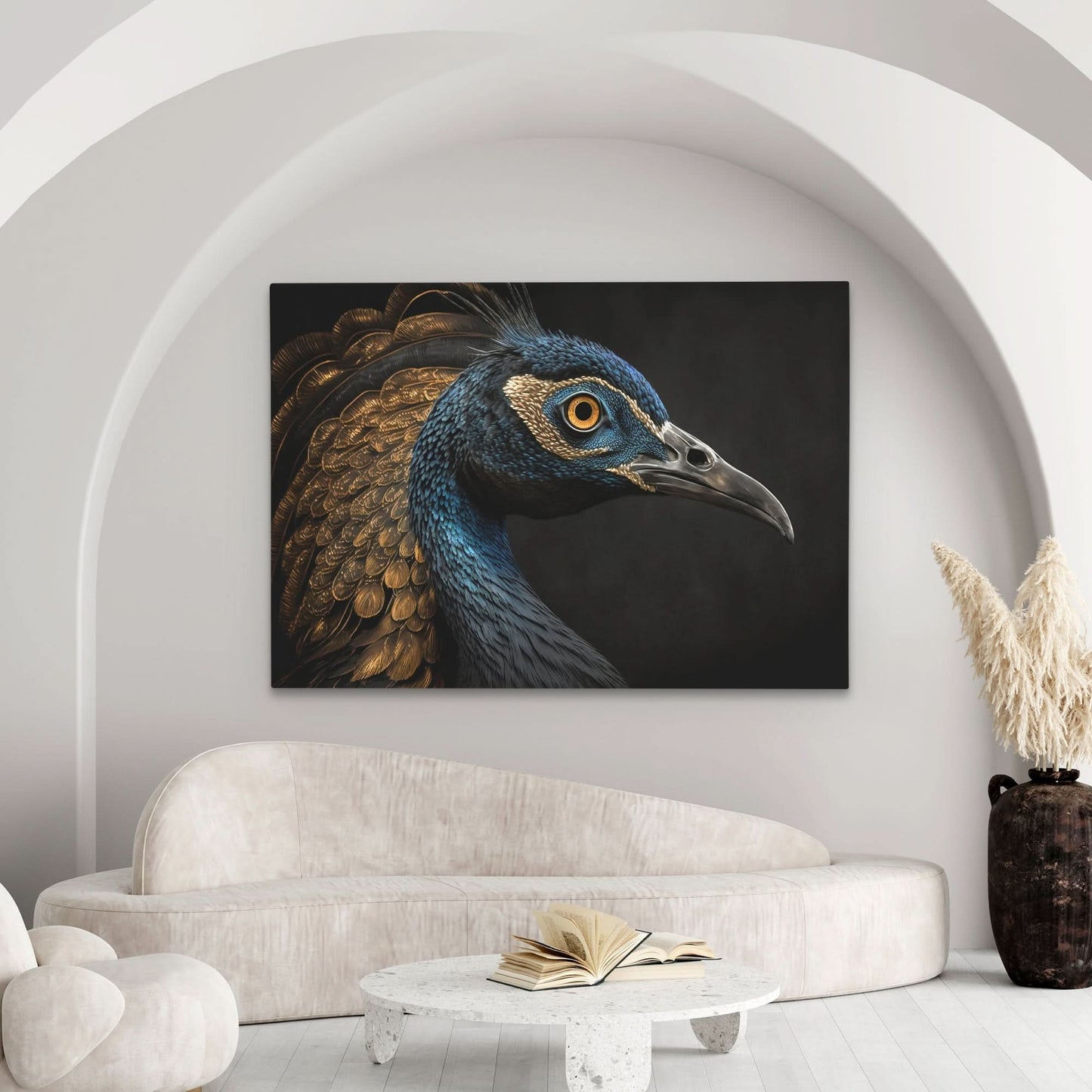 Regal Peacock - Bird Wall Art in Black Frame