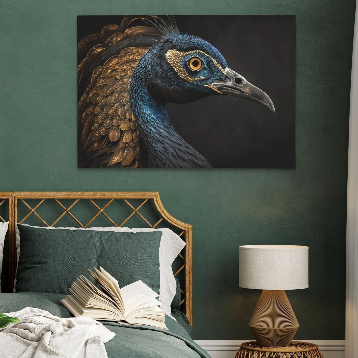 Regal Peacock - Wall Art in Black Frame