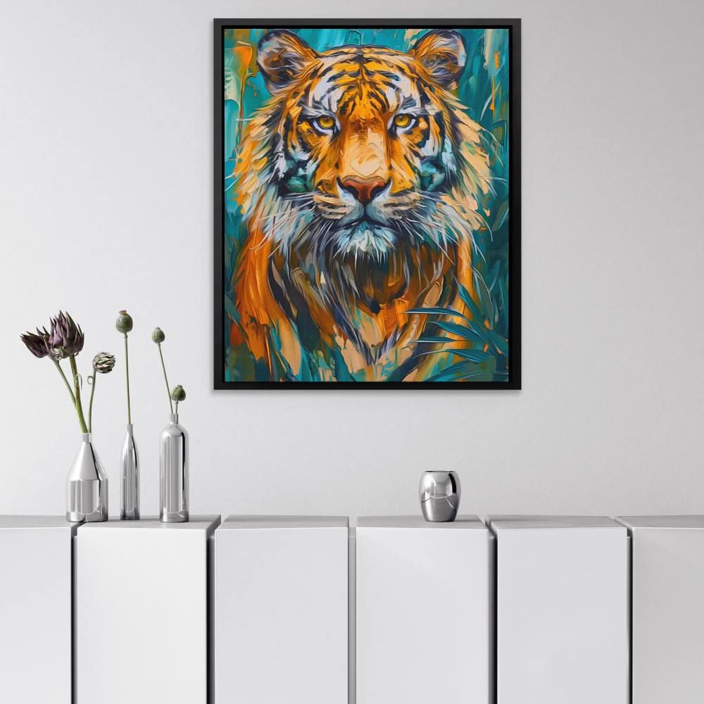 Regal Spirit - Big Cat Wall Art in Black Frame