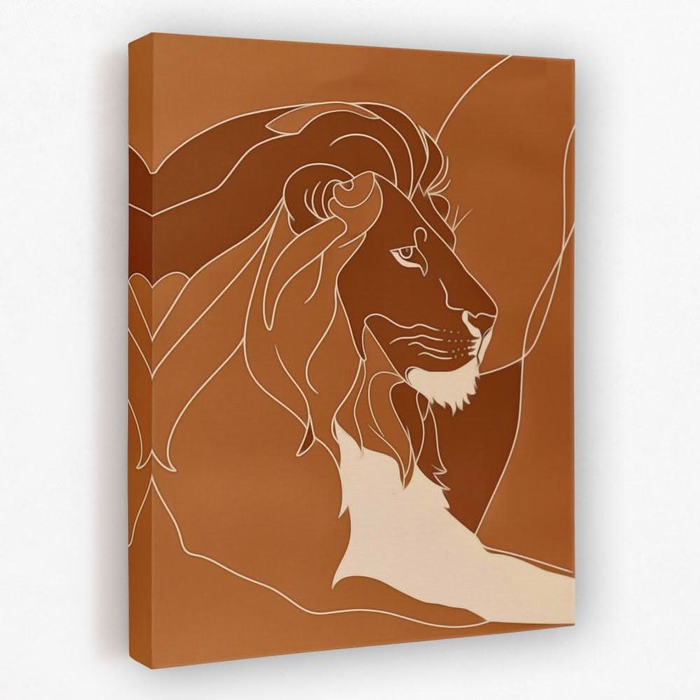 Resting Lion Doodle - Animals Canvas Wall Art