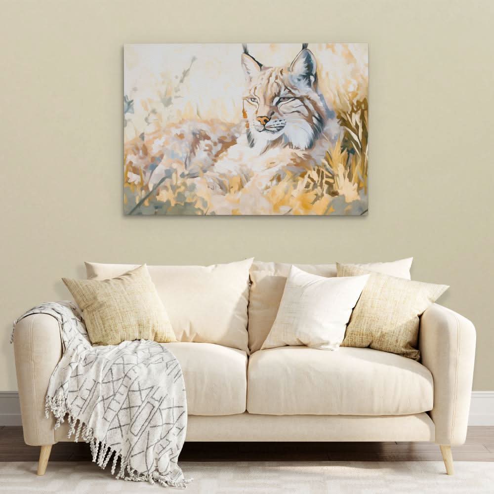 Resting Lynx - Big Cat Wall Art in Black Frame