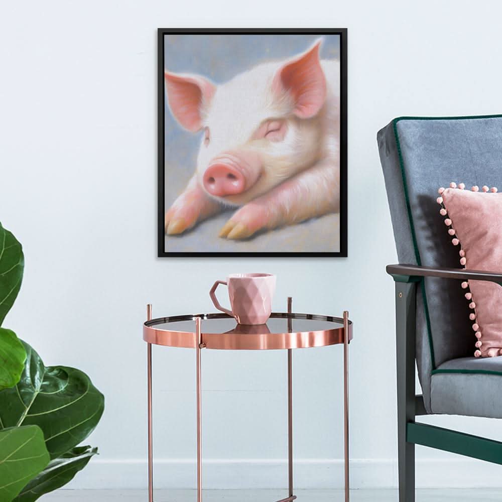 Resting Pig - Baby Animal Art for Kitchen