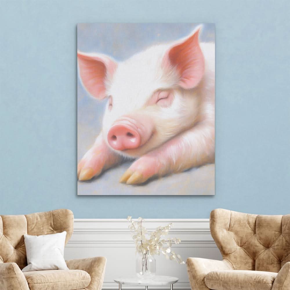 Resting Pig - Pastel Canvas Wall Art