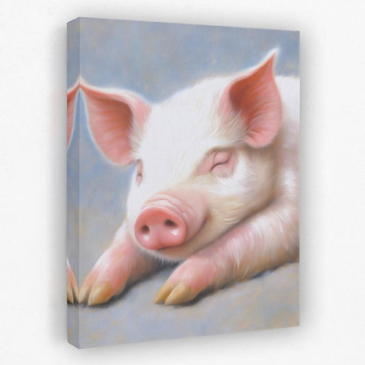 Resting Pig - Baby Animal Canvas Wall Art