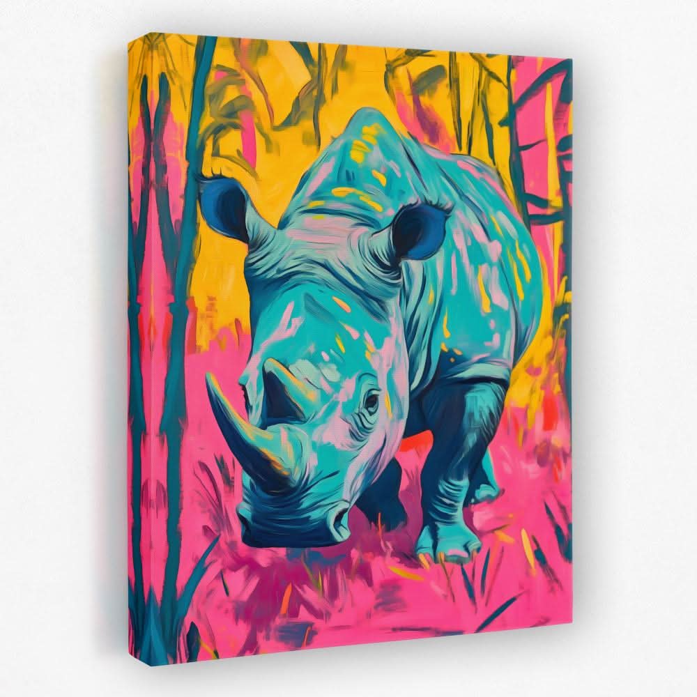 Rhino Glow - Animals Canvas Wall Art
