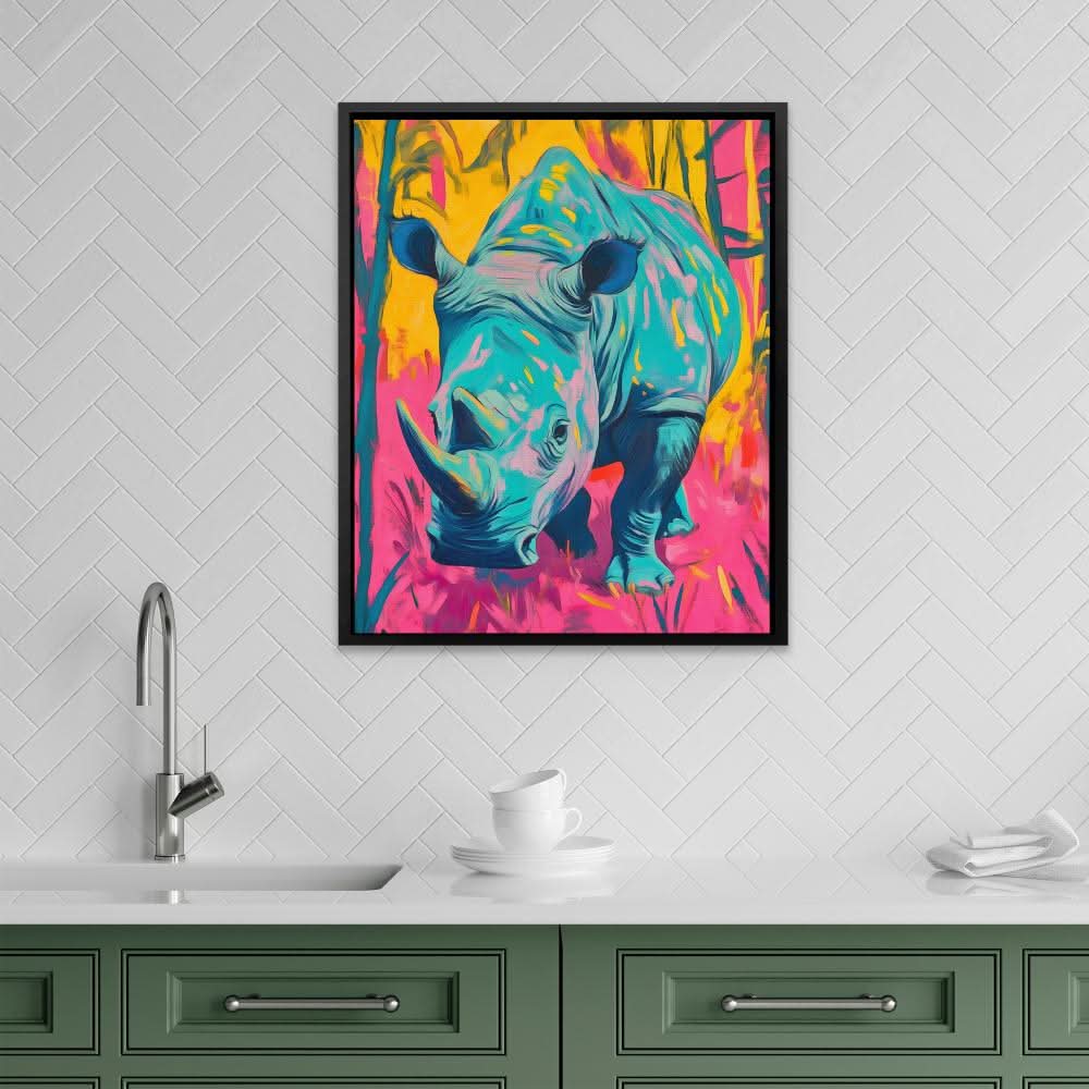 Rhino Glow - Pink Wall Art for Studio