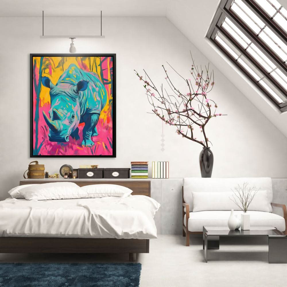 Rhino Glow - Psychedelic Pink Canvas Wall Art