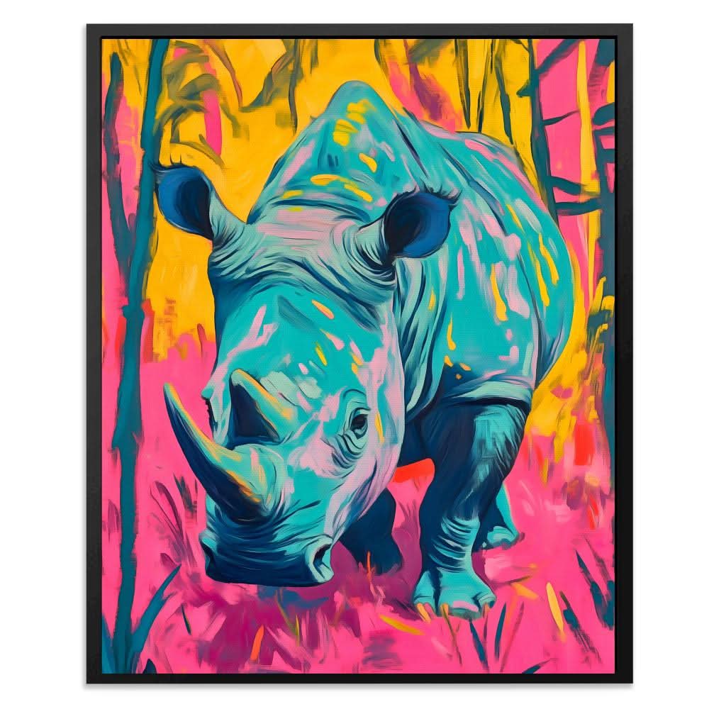 Rhino Glow - Pink Rhino Canvas Print