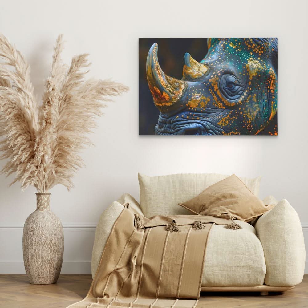 Rhino’s Glory - Gold Masculine Canvas Print