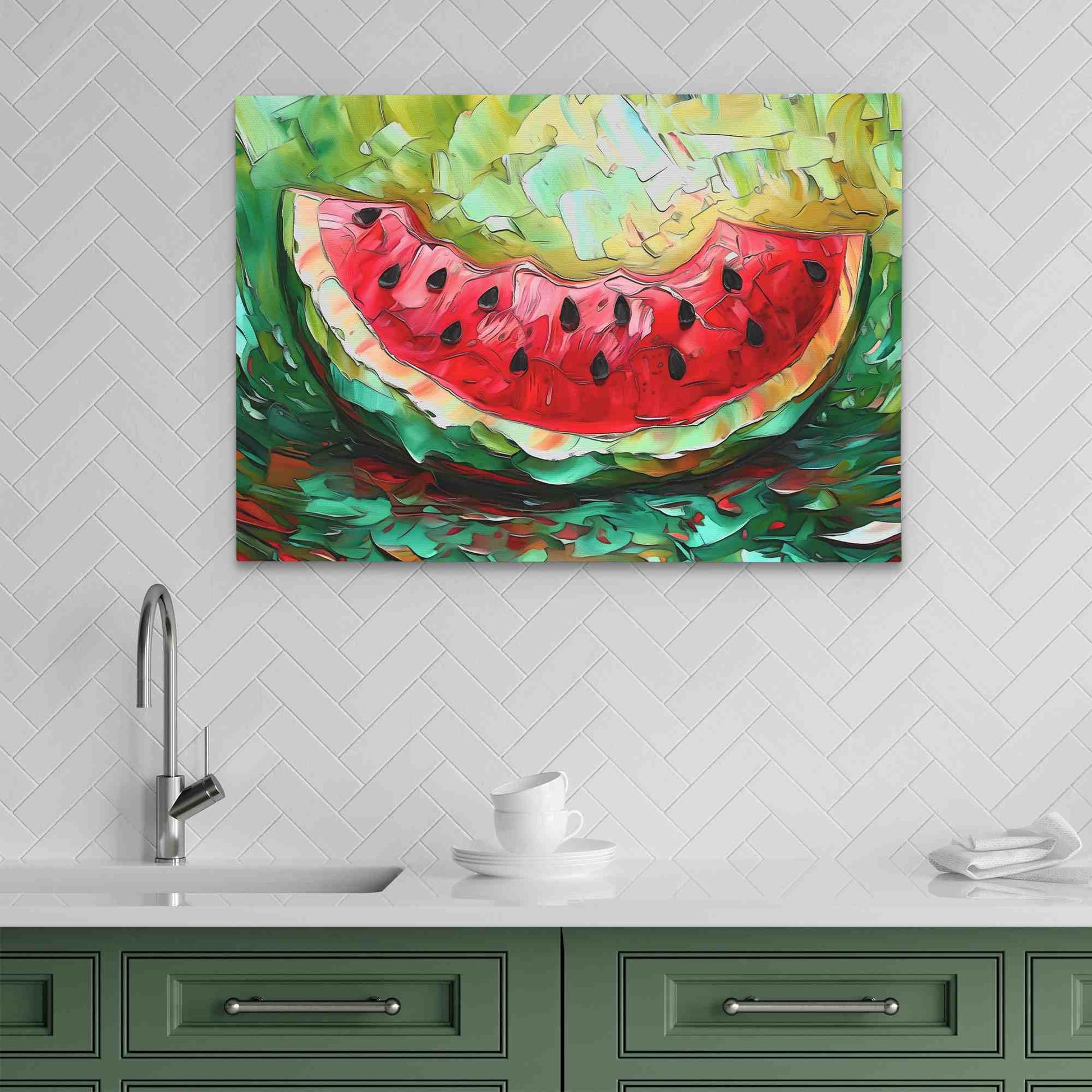 Ripe Watermelon - Green Wall Art for Kitchen