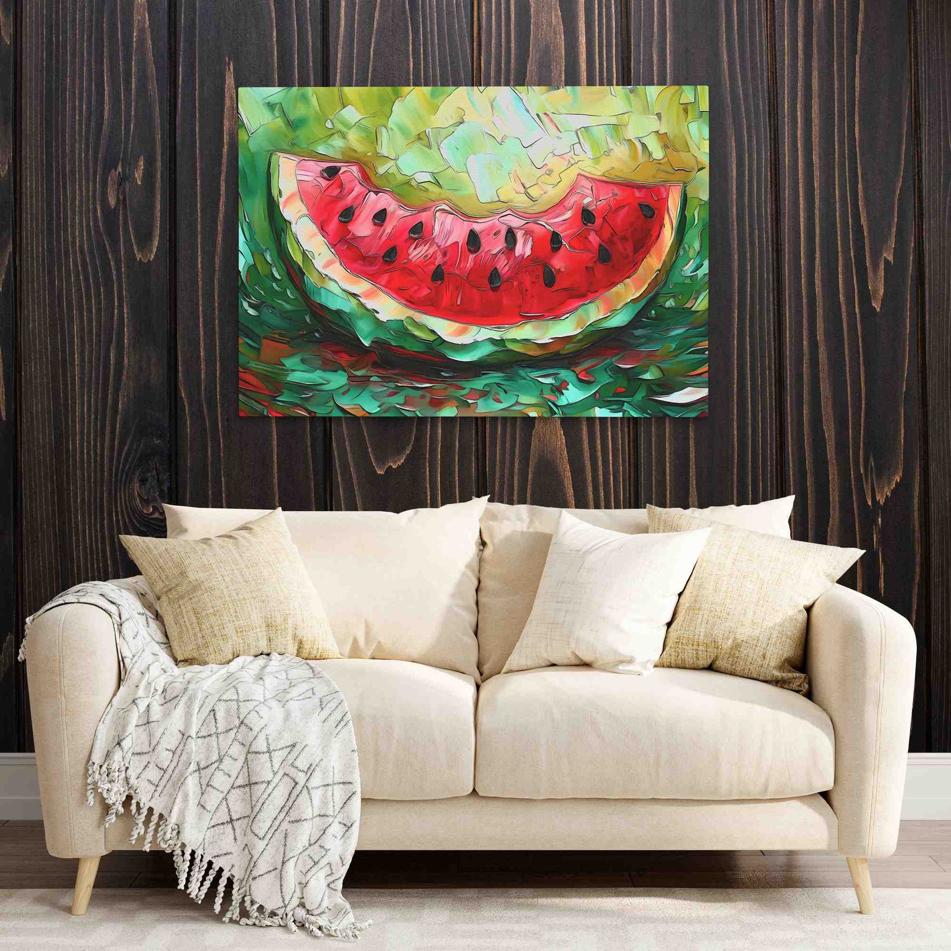 Ripe Watermelon - Fruit Wall Art in Black Frame