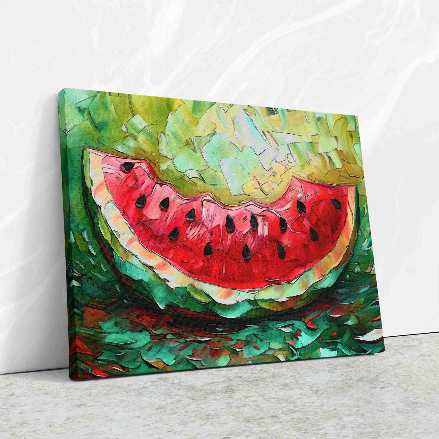 Ripe Watermelon - Abstract Green Canvas Wall Art