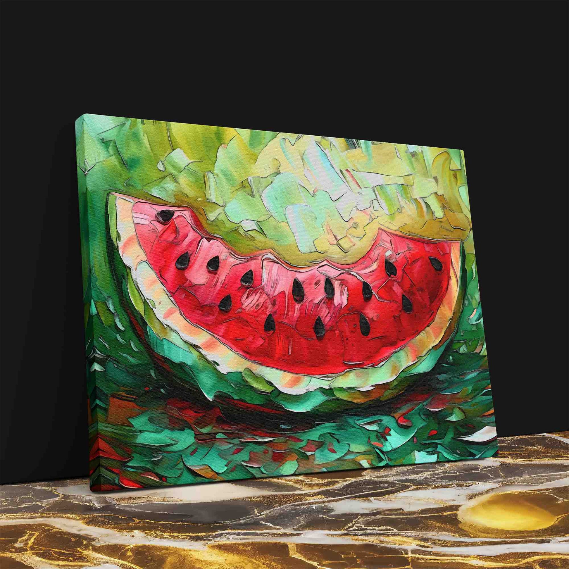 Ripe Watermelon - Green Fruit Canvas Print