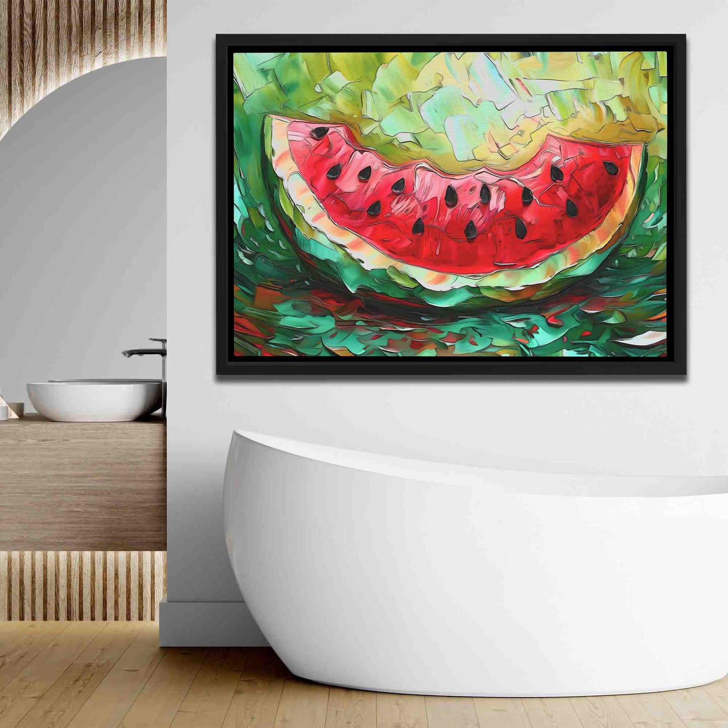 Ripe Watermelon - Abstract Wall Art in Black Frame
