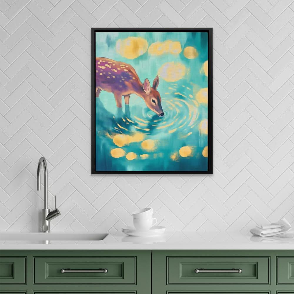 Rippled Reflection - Baby Animal Wall Art in Black Frame